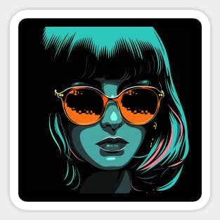 Pop art woman with sunglasses Sticker